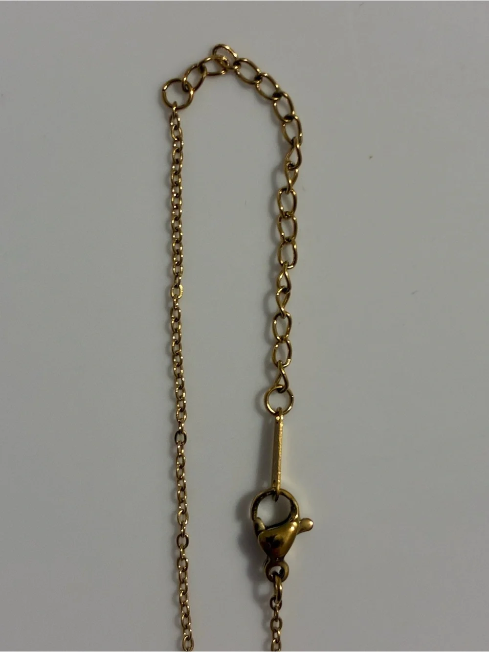 Vintage Gold Chain Necklace with Red Enamel Circle Disc Charm